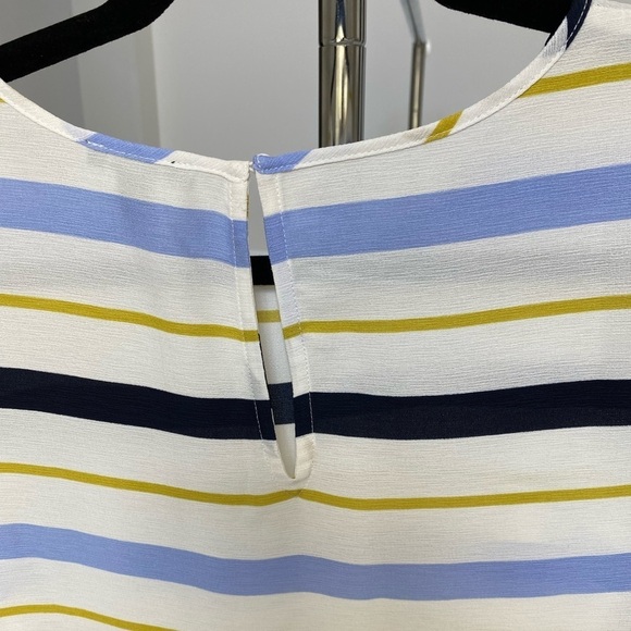 Ann Taylor Tie sleeve blouse blue white striped shirt in size MP good condition - Picture 11 of 16